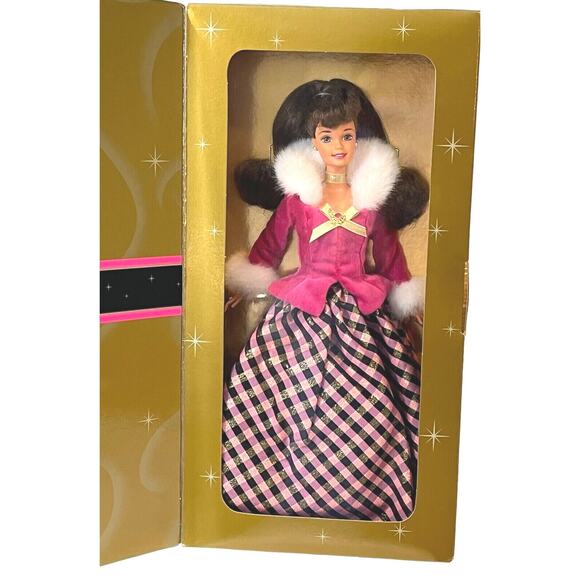 1996 WINTER RHAPSODY BARBIE DOLL Avon Exclusive 2nd In Series Brunette Gold BOX - Picture 1 of 5